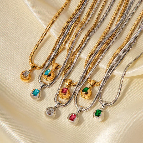Colorful Zircon Pendent Necklace