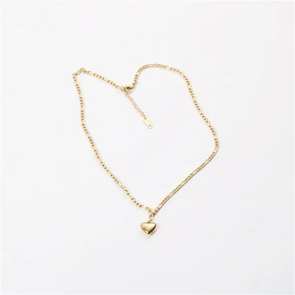 Heart Pendant Figaro Chain Necklace