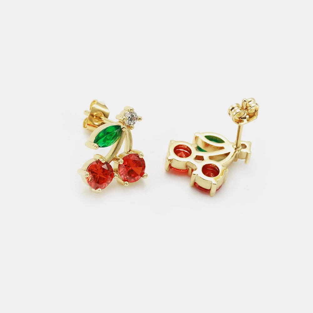 Cute Zircon Cherry Stud Earrings