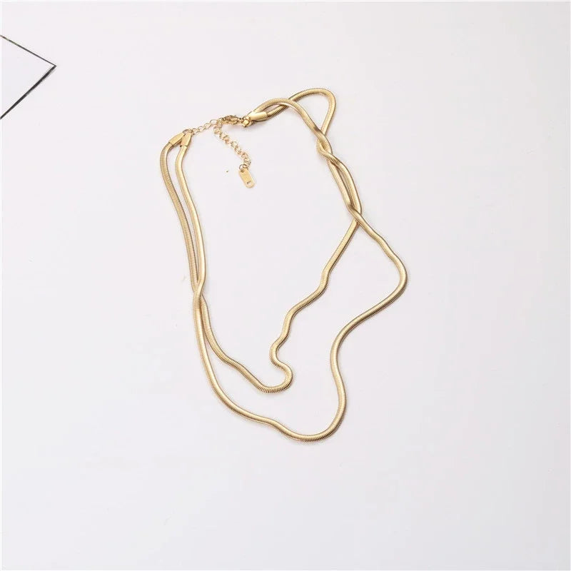 Double-layer Snake Chain Choker Necklace