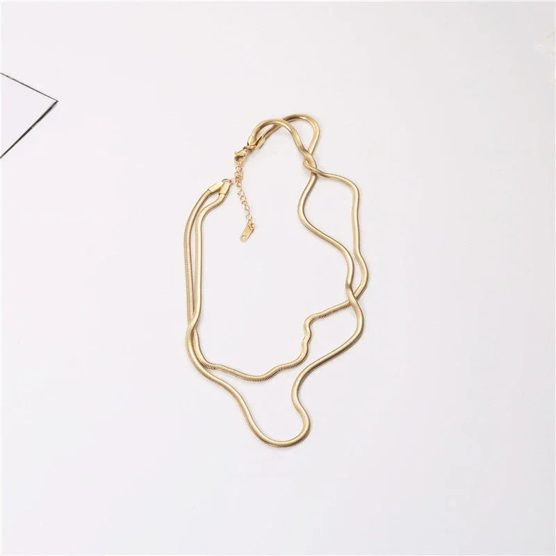 Double-layer Snake Chain Choker Necklace