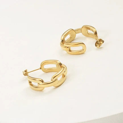 Link Chain Geometric Hoop Earrings