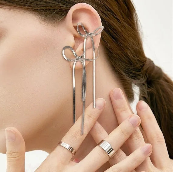 Butterfly Knot Bow Tassel Earrings