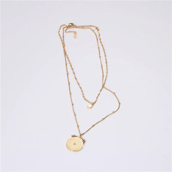 Layered Coin Pendant Necklace