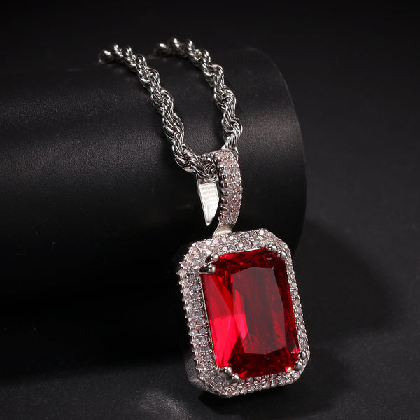 Rope Chain Colorful Zircon Pendant Necklace