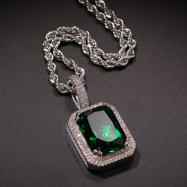 Rope Chain Colorful Zircon Pendant Necklace