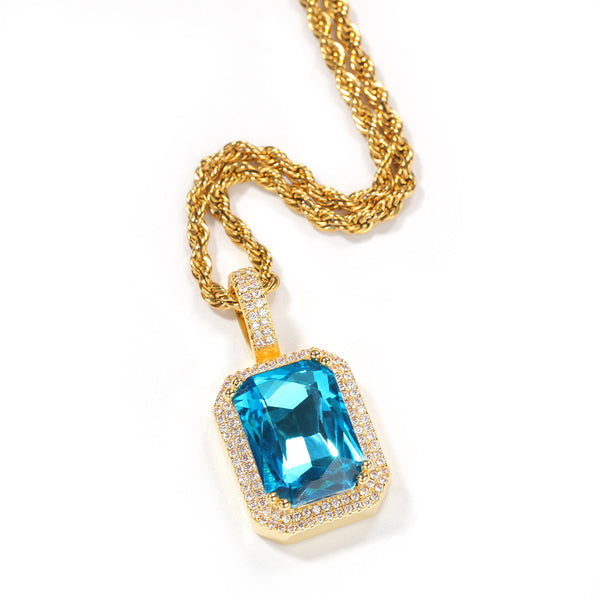 Rope Chain Colorful Zircon Pendant Necklace