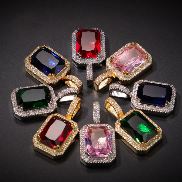 Rope Chain Colorful Zircon Pendant Necklace