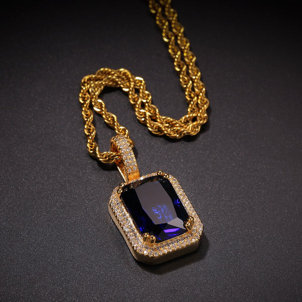 Rope Chain Colorful Zircon Pendant Necklace