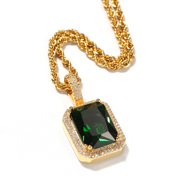 Rope Chain Colorful Zircon Pendant Necklace