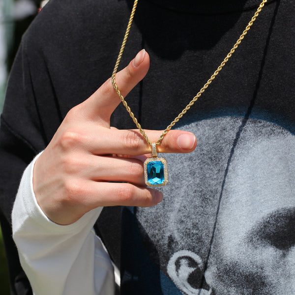Rope Chain Colorful Zircon Pendant Necklace