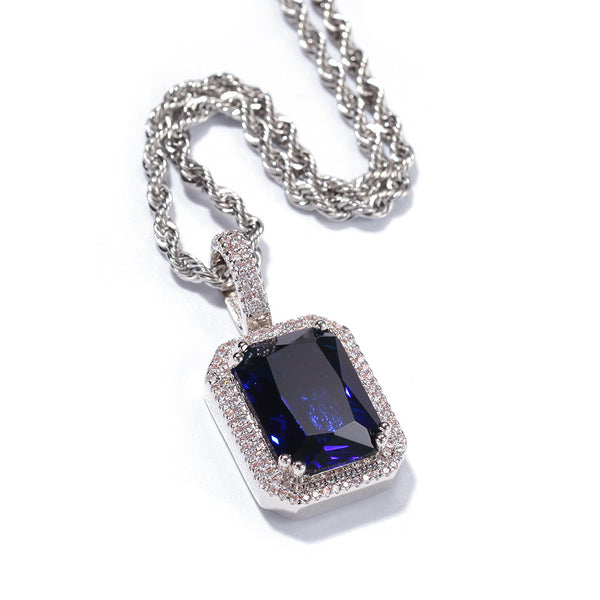 Rope Chain Colorful Zircon Pendant Necklace