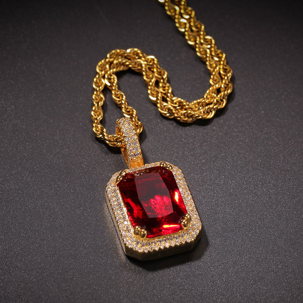 Rope Chain Colorful Zircon Pendant Necklace