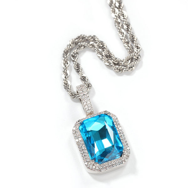 Rope Chain Colorful Zircon Pendant Necklace