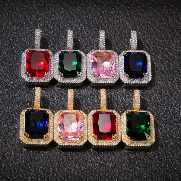 Rope Chain Colorful Zircon Pendant Necklace