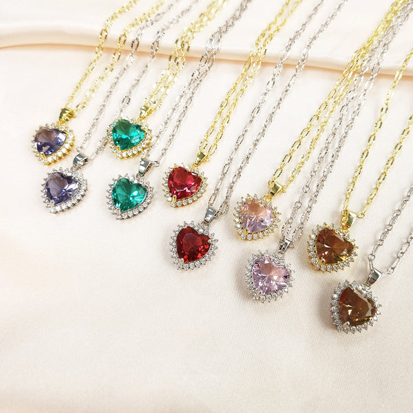 Colorful Heart Pendant Necklace